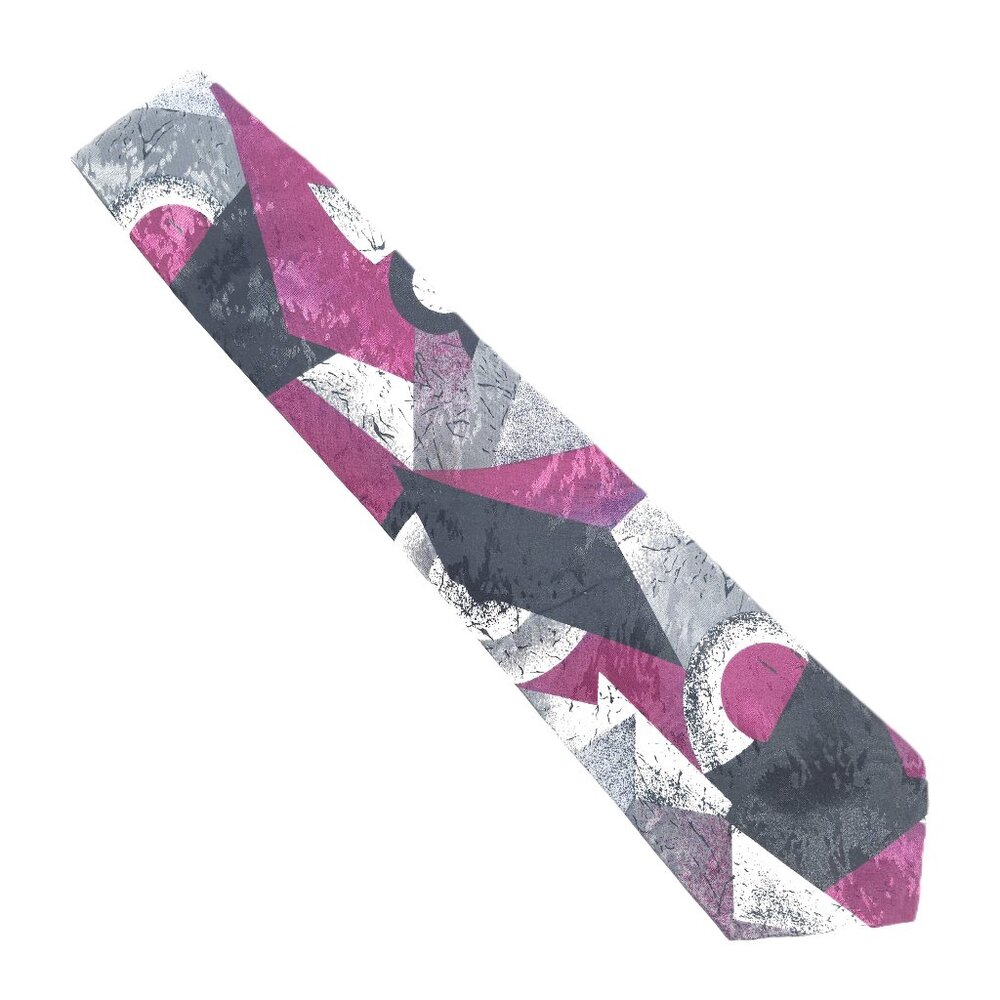 Enrico Capucci Men Necktie Geometric Color Gray Black Pink Size 65x3.75